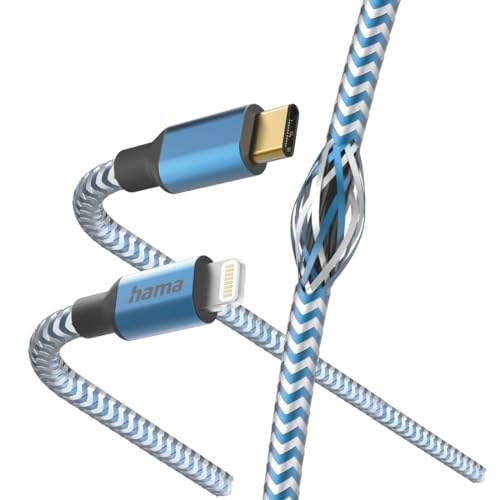 Câble USB C vers Lightning certifié MFi Hama cordon en nylon bleu haute durabilité