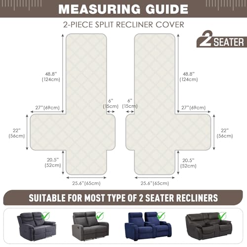 Image of TAOCOCO 100% Waterproof Recliner Loveseat Cover Non Slip Couch Cover for 2 Seat Reclining Sofa, Split Reclining Loveseat Covers 2-Piece with Straps for Kids Pets(2 Seater, Taupe)