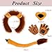 5 Pcs Lion Costume Set Lion Ears Headband Tail Paw Gloves Nose Halloween Lion Cosplay Party Adult Dress Up Accessories