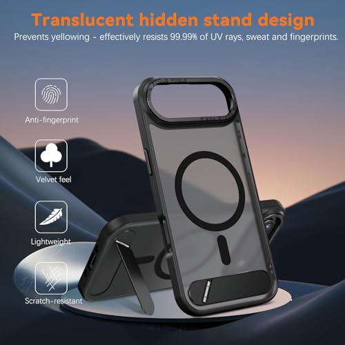 Image of GUAGUA for iPhone Air Case Compatible with MagSafe iPhone Air Magnetic Case Translucent Matte Skin Feeling Shockproof Protective Anti-Scratch Case for Phone Air 6.5 inch, Black