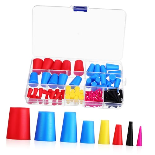 MUSISALY Tapered Plug Stoppers 110pcs Silicone Test Tube Plugs Flask Stoppers Bottle Caps for Tubes