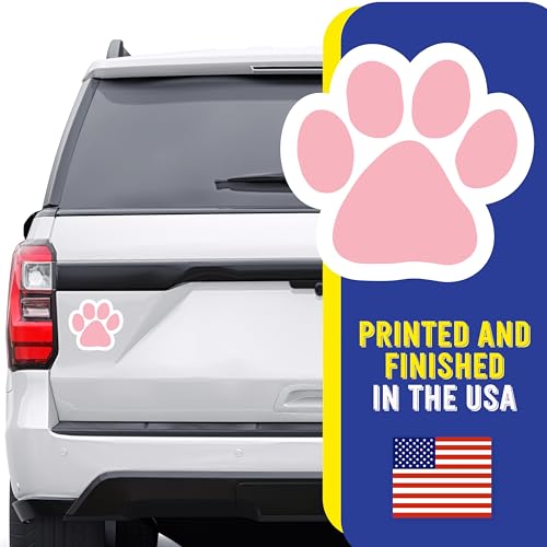 Image of Magnet Me Up Light Pink Paw Print Car Magnet - 5 inchx5 inch Heavy-Duty Weatherproof Vinyl, Magnetic Decal, Pet Lover Gift, Animal Rescue Support, Car, Fridge, Locker Decoration, Made in USA | Heavy duty magnetic decal for car, truck, SUV or fridge, full color UV printed