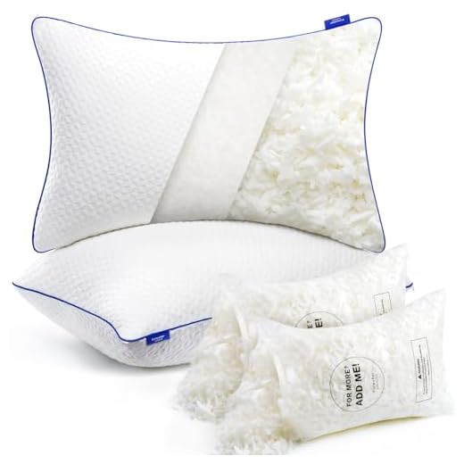 viewstar Shredded Memory Foam Pillows Queen Size 2 Pack, Cooling Bamboo Firm Pillow for Sleeping, Adjustable Loft Bed Pillows for Side Back Stomach Sleepers (20"x 30")