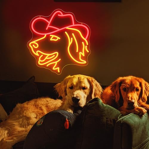 Image of Golden Retriever Neon Signs, Dimmable Dog Neon Light for Wall Decor, Cute Animal with Hat LED Sign for Bedroom Home Man Cave Pet Shop Decor, USB Powered, Birthday Party Christmas Gifts for Pet Dog Lovers