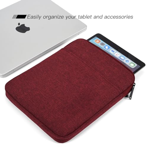 Image of Tablet Sleeve Bag for 2025 11 inch iPad A16, 11 inch iPad Air M3 M4 / 10.9 inch iPad 10th / Pro 11 M4, Galaxy Tab A8 10.5 inch Case Pouch, Fit Apple Smart Keyboard, Wine Red