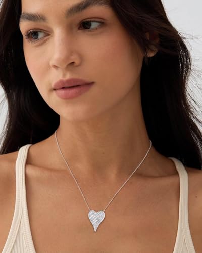 925 Sterling Silver Cubic Zirconia/Created Ruby/Sapphire/Emerald Heart Pendant Necklace for Women 18 Inch Necklaces Valentine's Day/Mother's Day Jewelry2