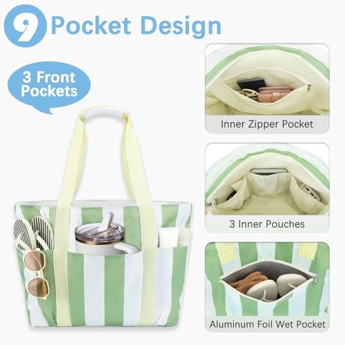 Image of Fammart Large Mesh Beach Bag for Women, Oversized Beach tote Swim Pool Bag