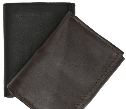 100% Leather Trifold Wallet & Card Holder Black #11554
