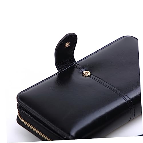 NOLITOY PU Leather Female Zipper Handbag with Buckle Wallet for Women Portable Coin Purse Holder Black Clutch for Credit Cards and Cash Secure Outdoor and Home Use4