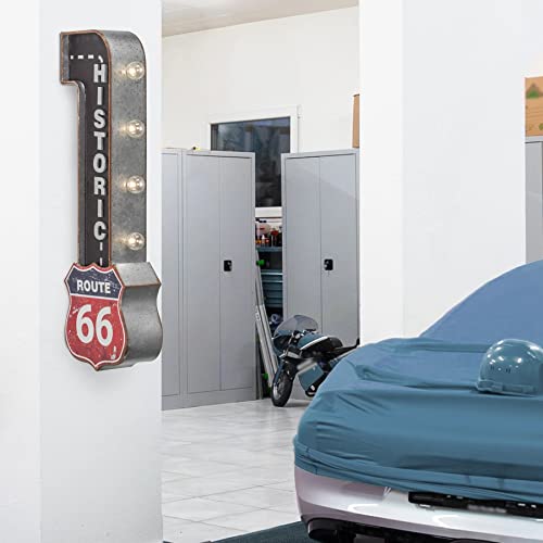 Route 66 Vintage Inspired Double-Sided Marquee Led Sign Retro Wall Décor For The Home, Game Room, Bar, Man Cave, Garage, Or Bedroom (30" X 9" X 4") #TOP1