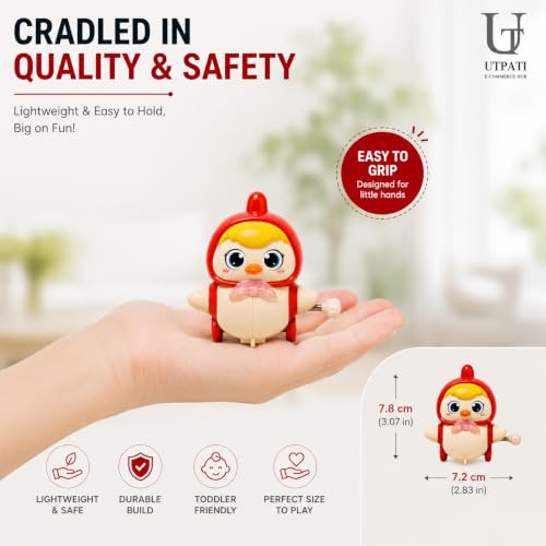 Image of Chicken Toys for Kids, Swinging Chain String Magnetic Hen with Chick Learning to Crawl Spring Toy, Crawling Wind-up Duck, Walking Chicken Cute Windup Toy for Boys Girls Toddler. (Red)
