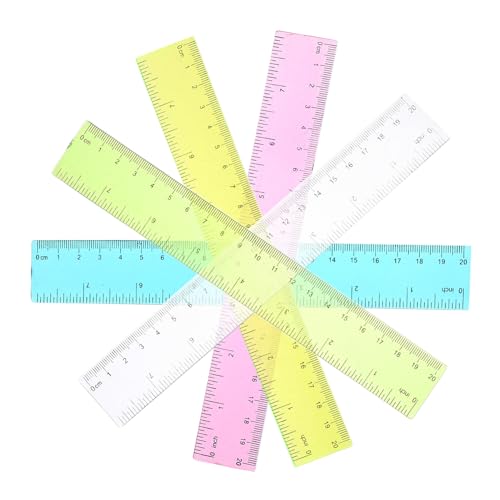 DOITOOL 5個 彩色プラスチック定規 入り 透明カラー測定ルーラー 学生用オフィス文具 精密描画ツール 建築設計 アートデザイン対応