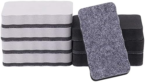 8 Pack Magnetic Dry Eraser - Wellerly Whiteboard Erasers Chalkboard Cleaners Eraser Dry Erase Wipe for Classroom Home Office School Teacher (Black+Gray, 4.2inch x 2.2inch x 0.8inch)