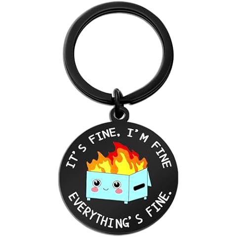 Ibiwe Funny Keychain for Women Bosses Day Gifts For Coworker White Elephant Work Gifts For Bestie Friends work bestie gifts Keyring It’S Fine,I’M Fine.Everything’S Fine Christmas Cover