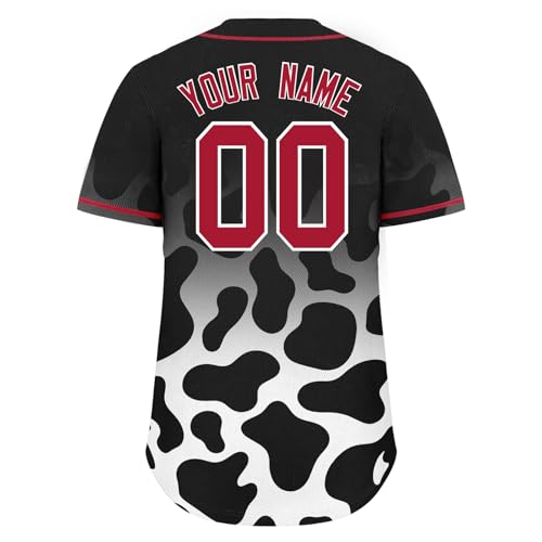 Camiseta de béisbol personalizada con estampado de vaca, estilo vaquero para deportes de campo miniatura 5