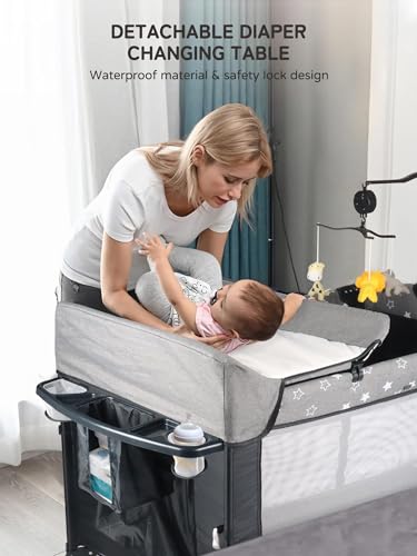 Image of BIUSIKAN Baby Bassinet for Baby (Black, 5-in-1 Baby Bassinet)