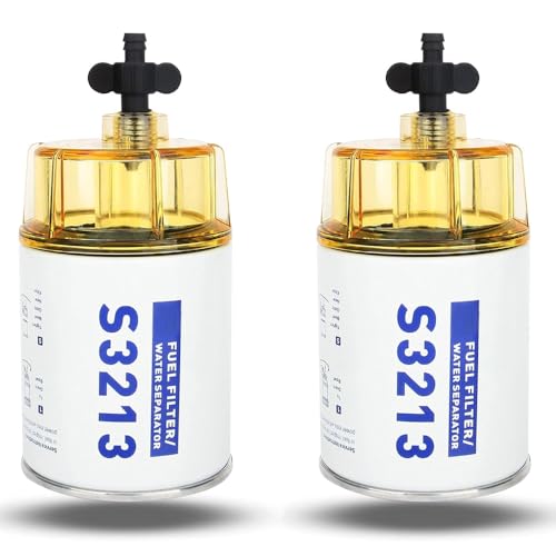 2PCS S3213 Fuel Filter Marine Fuel Water Separator With Clear Bowl Replacement for Marine Outboard Motor Replaces# 35-60494-1 S3213 18-7932-1 18-17928 35-809097