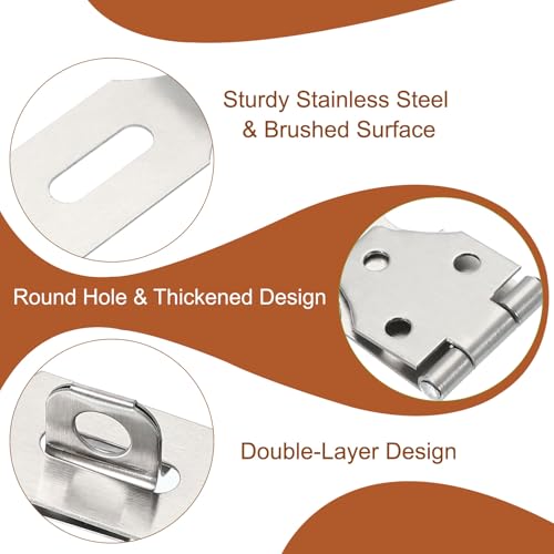 Image of PATIKIL Door Lock Hasp Latch 3 Inch,2 Set Stainless Steel Safety Hasp Lock Clasp Hinge Packlock(30mm) with Screws /Key for Door Gate Cabinet Closets, Silver