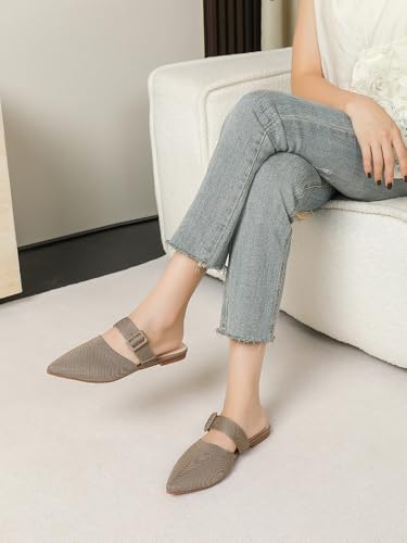 Image of Pointed Toe Mules for Women Flats,Slip On Mules Backless,Wide Width Mules,Mule Slides Flats Sandals