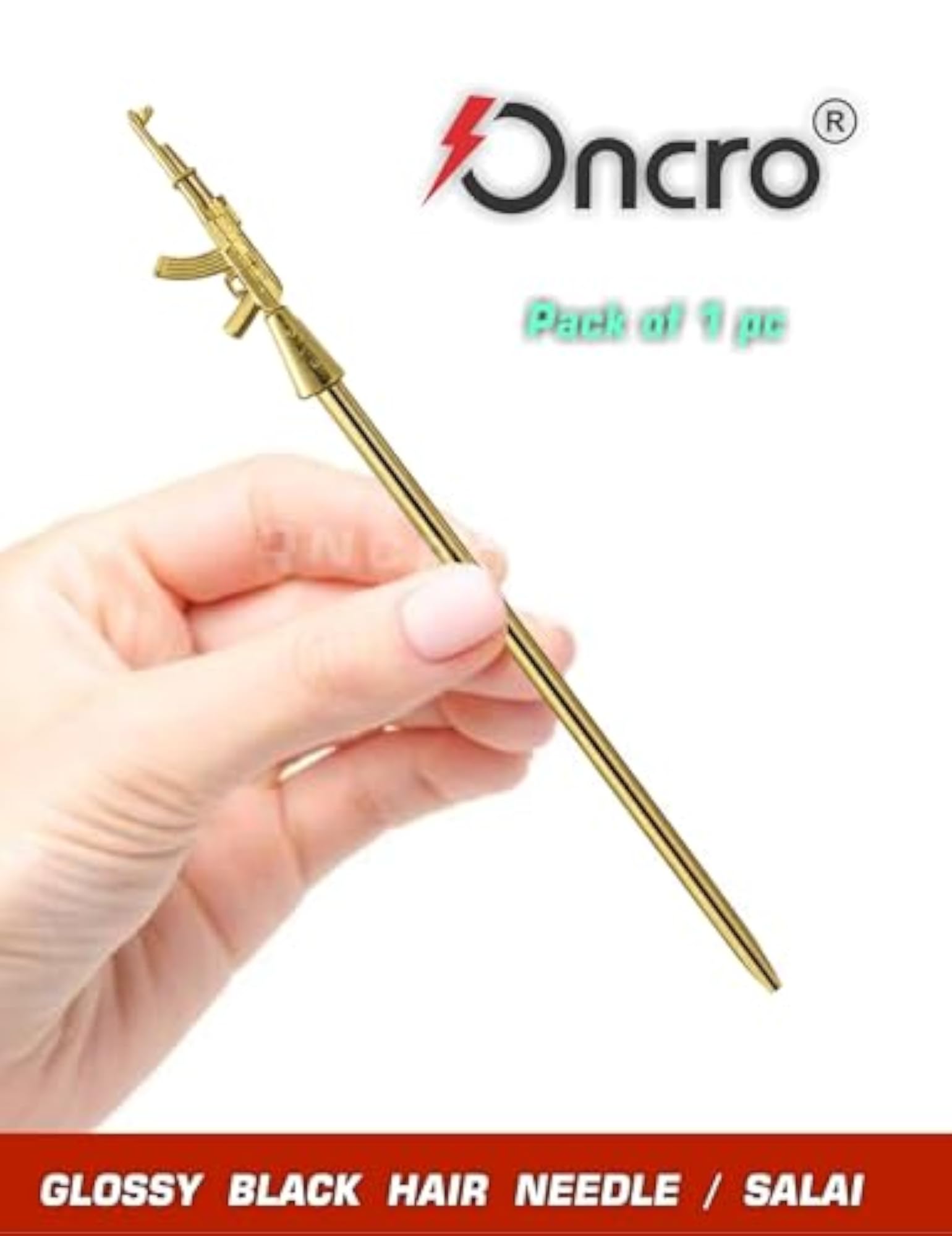 Gold Coated Gun Design Baaj Baaz Salai Hair Pin
