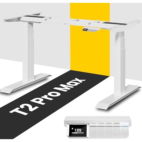 MAIDeSITe T2 Pro Max Elektrisch Höhenverstellbarer Schreibtisch Gestell, 135 cm Höhenverstellbar Tischgestell Dualmotor Traglast 180KG mit Piano-Master-Steuerungssystem und Kollisionsschutz