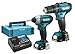 Makita CLX228AJ 12V Max Li-ion CXT 2 Piece Kit comprising HP333DZ, TD110DZ Complete with 2 x 2.0 Ah Li-ion Batteries and Charger Supplied in a Makpac Case