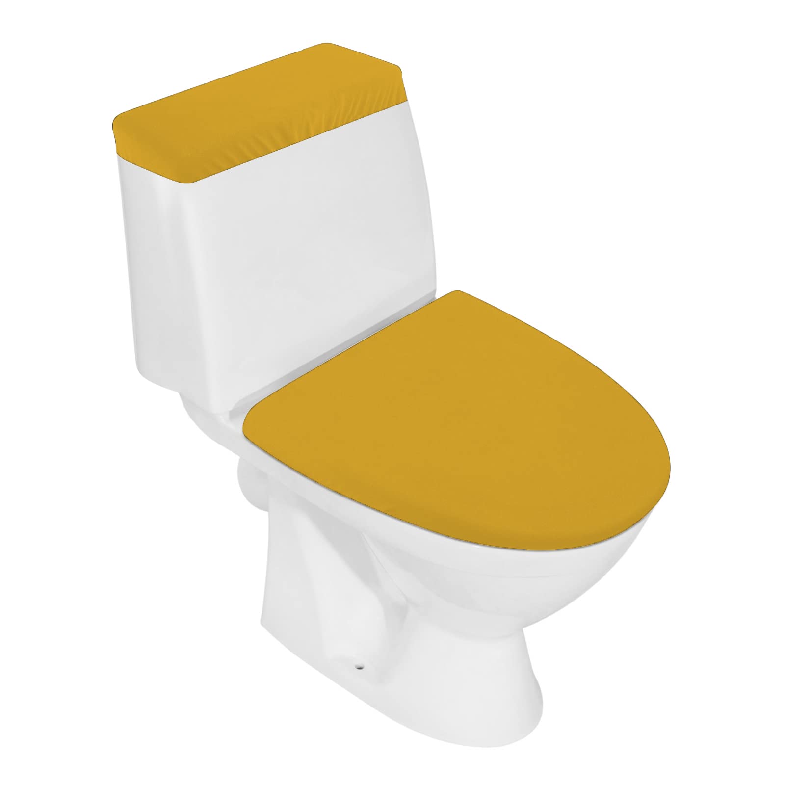 AZHCHKE Toilet Lid & Seat Cover Set, Stretch Spandex Fabric Protector, Fits Most Toilets, Gold