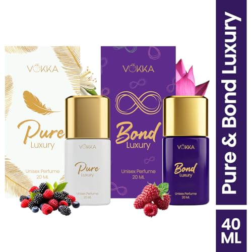 Image of VOKKA Pure & Bond Perfume 2x20ml | Luxury Long Lasting Unisex Perfume Gift Set | Eau De Parfum | Premium Fragrance Pocket Perfumes | Travel & Skin Friendly | Gifts for Men & Women