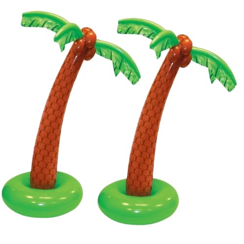 Izzy Brown Inflatable Palm Tree, 168Cm Approx, Inflatable, Hawaiian Luau Fancy Dress, Hawaiian Dress Up Accessories Halloween, Beach And Pool Summer Parties Pk Of 2
