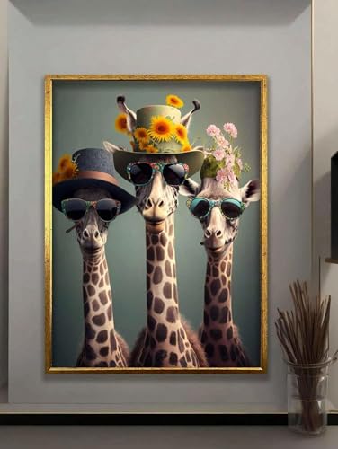 Affiche de girafe colorée 70x100cm sur toile moderne pour votre salon