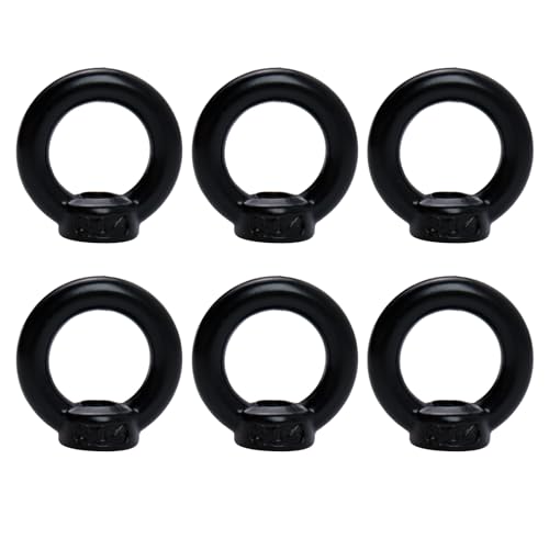 Antrader Lifting Eye Nut,M5 Ring Eye Bolt Threaded Nuts,304 Stainless Steel,Black,6Pcs