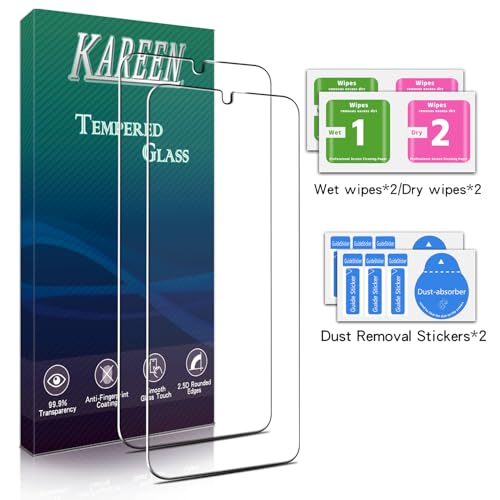 Image of KAREEN 2+2 Pack Screen Protector for Samsung Galaxy S25 Tempered Glass Film with Camera Lens Protector, Fingerprint Unlock Support, Anti Scratch, Bubble Free, Case Friendly
