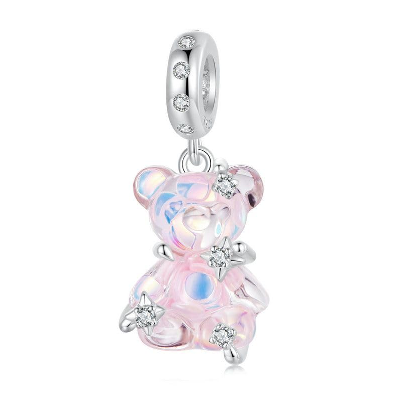 Colgante de oso de plata antialérgico que soluciona la pérdida de brillo en rosa