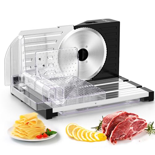 Trancheuse Électrique Universelle pour Pain, Charcuterie ou Fromage, Machine à Trancher le Pain, Épaisseur Réglable 0-18 mm, Pliable et Compacte, sans BPA,...