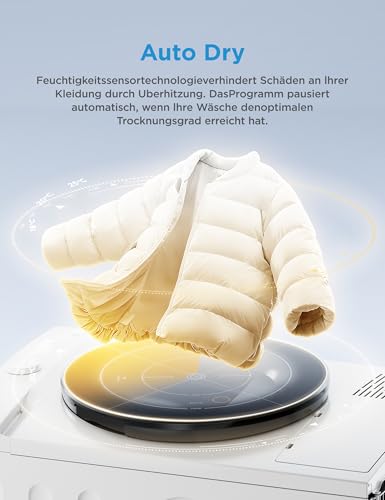 Midea Wärmepumpentrockner V3 series, 10 kg, Energieklasse D mit Wärmepumpentechnologie, UV-Licht für hygienische Reinheit, Knitterschutz, LED-Display, Startzeitvorwahl,Schnelltrocknen,MDV3EH100D,Weiß