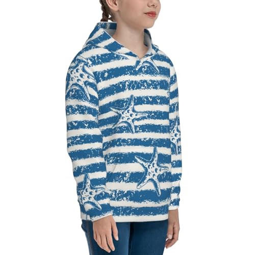 Ocean on Striped Kids Pullover Hoodies Boys Sweatshirts Girls Athletic Clothes with Pocket3