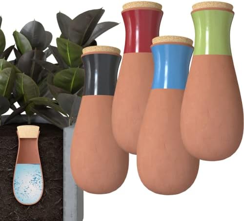 SmartiLiving 4 Plant Watering Globes - Extra Large Easy-Refill 4 Week Plant Waterer System with Large Top Refill Reservoir Bulbs - Automatic Self-Watering Device for Indoor and Outdoor Plants (4 Set)