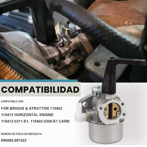 Evite arranques difíciles usando el carburador Briggs & Stratton 696065 de 6HP 8