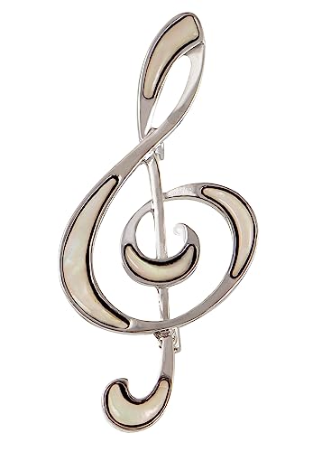 Image of Alilang Silvery Tone Abalone Shell Music Note Brooch Pin & Pendant Simple Accessories for Party Banquet New Years