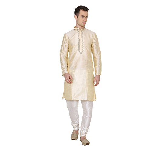 Kurta en soie avec broderie dorée élégante pour homme taille 42