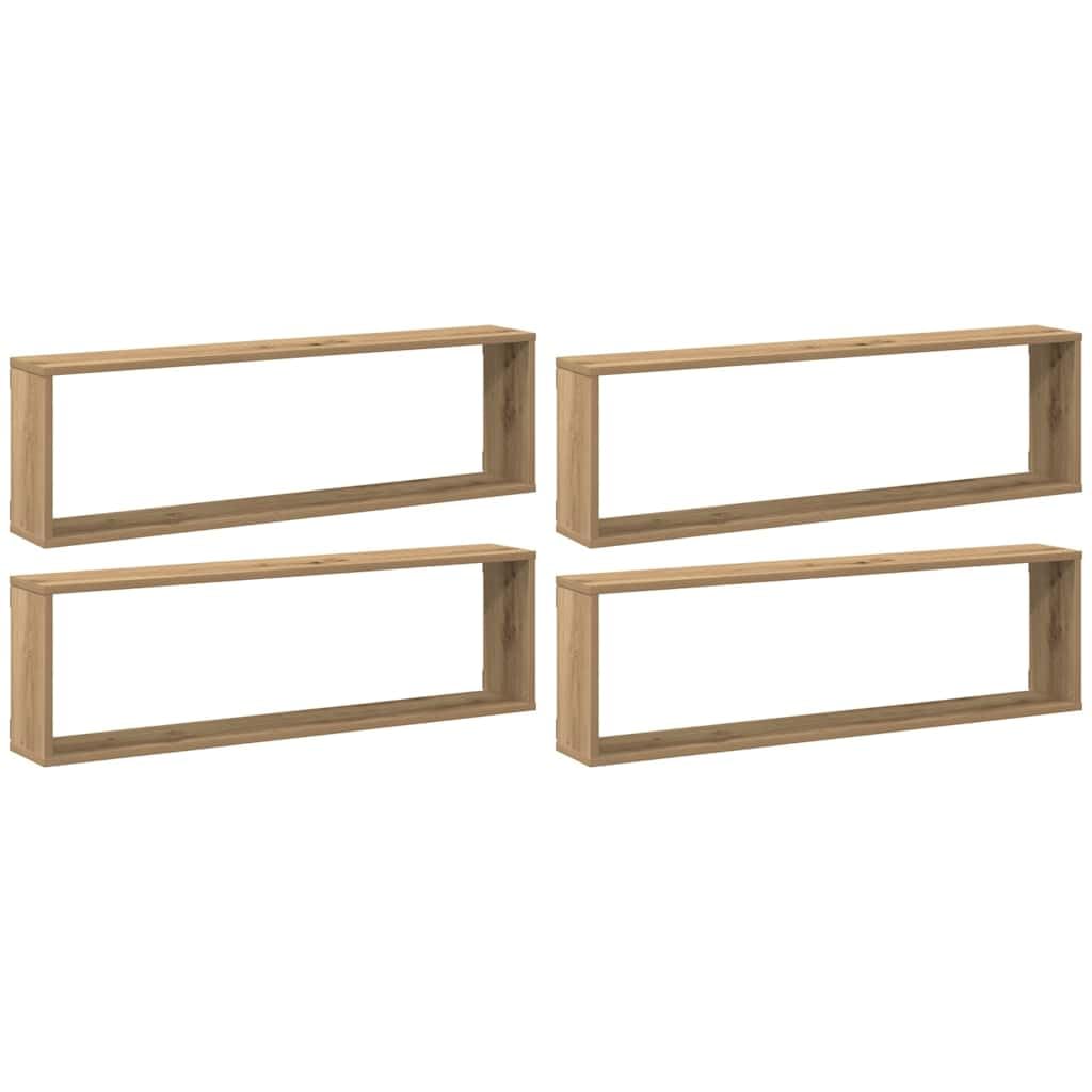 vidaXL Mensole Parete a Cubo 4 pz Artigianale 100x15x30 cm Truciolato
