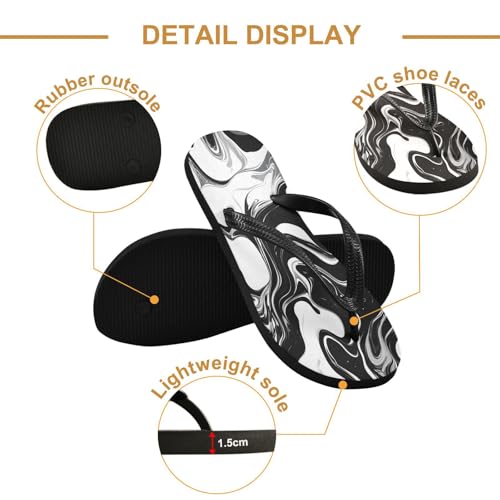CEBUGI Unisex Flip Flop -Flat Sandal -NonSlip Couple Slippers -Natural Rubber Foam Soles Ultimate Comfort and Durability for Indoor Outdoor|Black White Marble Pattern2