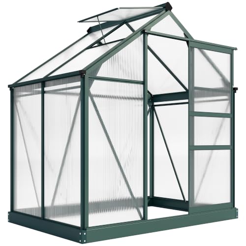 Outsunny Gewächshaus Aluminium mit Dachfenster 190x132x201cm...