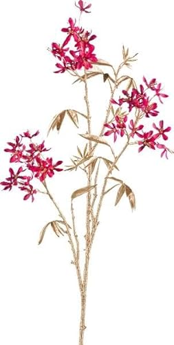 artplants.de Kunstzweig Flammenbaum KONEE mit Blüten, rot-Gold, 80cm - Deko Flammenbaumzweig