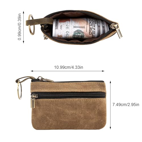 Coin Pouch,Coin Purse,Coin Purse for Men,Coin Wallet for Men,Change Purse,Wallet with Keychain for Men,Tiny Waxed Canvas Pouch2