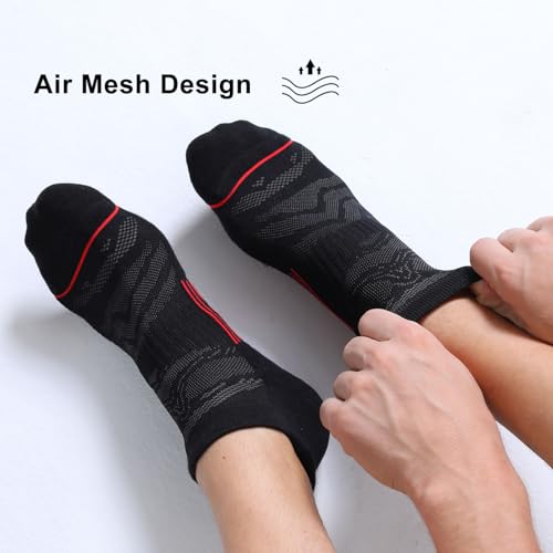 FITRELL Men's 6 Pack Ankle Running Socks Low Cut Cushioned Athletic Sports Socks 7-9/9-12/12-15