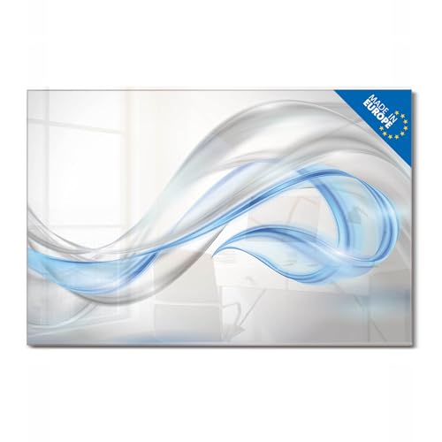 banjado Glas Magnettafel (90 x 60cm) - Magnetwand Glas - Magnetpinnwand als Memoboard - Pinnwand Magnettafel Küche, Büro, Kinderzimmer - Blauer Schleier