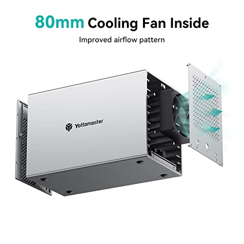 Yottamaster Aluminum 5 Bay USB3.1 Type C External Hard Drive Enclosure for 3.5 2.5 Inch SATA HDD SSD Support 5 x 16TB, Mac Style Direct Attached Storage (DAS)- NO RAID [PS500C3] - Thumbnail 4