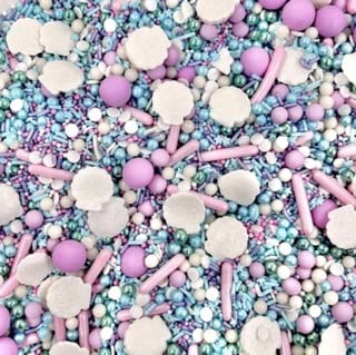 Mermaid sea theme blue pink lilac shells sprinkles cupcake cake toppers pearls balls metallic pearls cupcakes