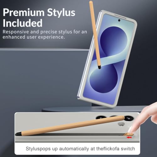 Image of TechTrendz Item Name for Samsung Galaxy Z Fold 8 Ultra Back Cover with Built in Compact S Pen Holder and Storage Slot Matte Protective Case Compatible with Galaxy Fold 8 Ultra Light Gray